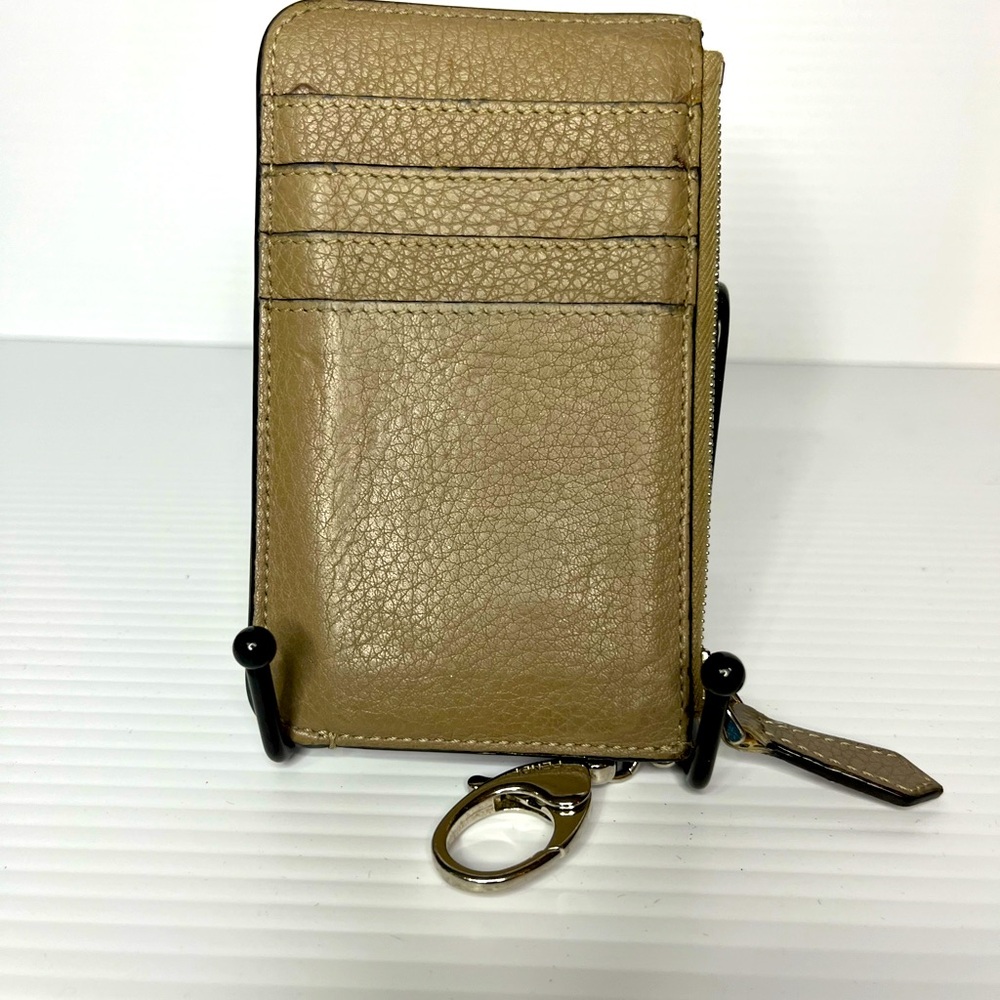 Authentic Fendi Elegant Tan Leather Card Holder